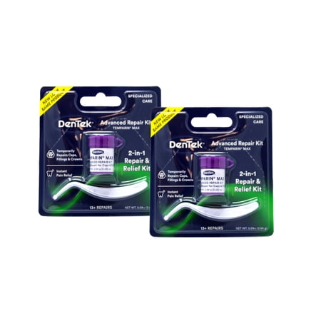 DenTek Temparin Max Advanced Dental Repair Kit, Loose Cap Set, 13+ Repairs - 2 Pack