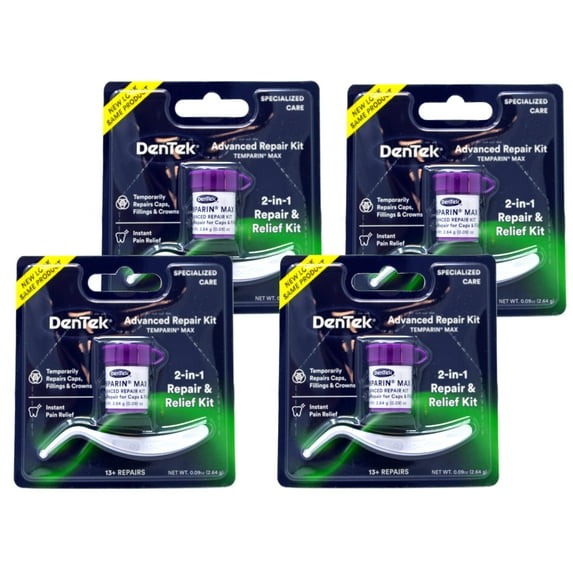 DenTek Temparin Max Advanced Dental Repair Kit, Loose Cap Set, 13+ Repairs (Pack of 4)