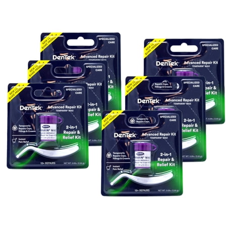 DenTek Temparin Max Long Lasting Temporary Repair Caps & Fillings, 1 ea, 6 Pack
