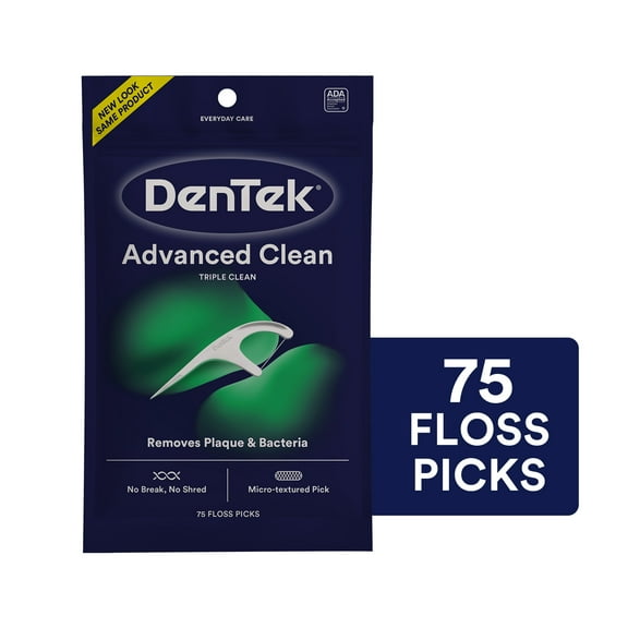 DenTek Flossers, Advanced Clean Dental Floss Picks, No Break & No Shred Floss, 75 Count