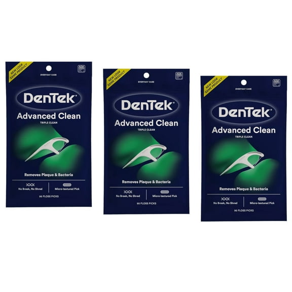 DenTek Triple Clean Floss Picks, 90 ea (Pack of 3)