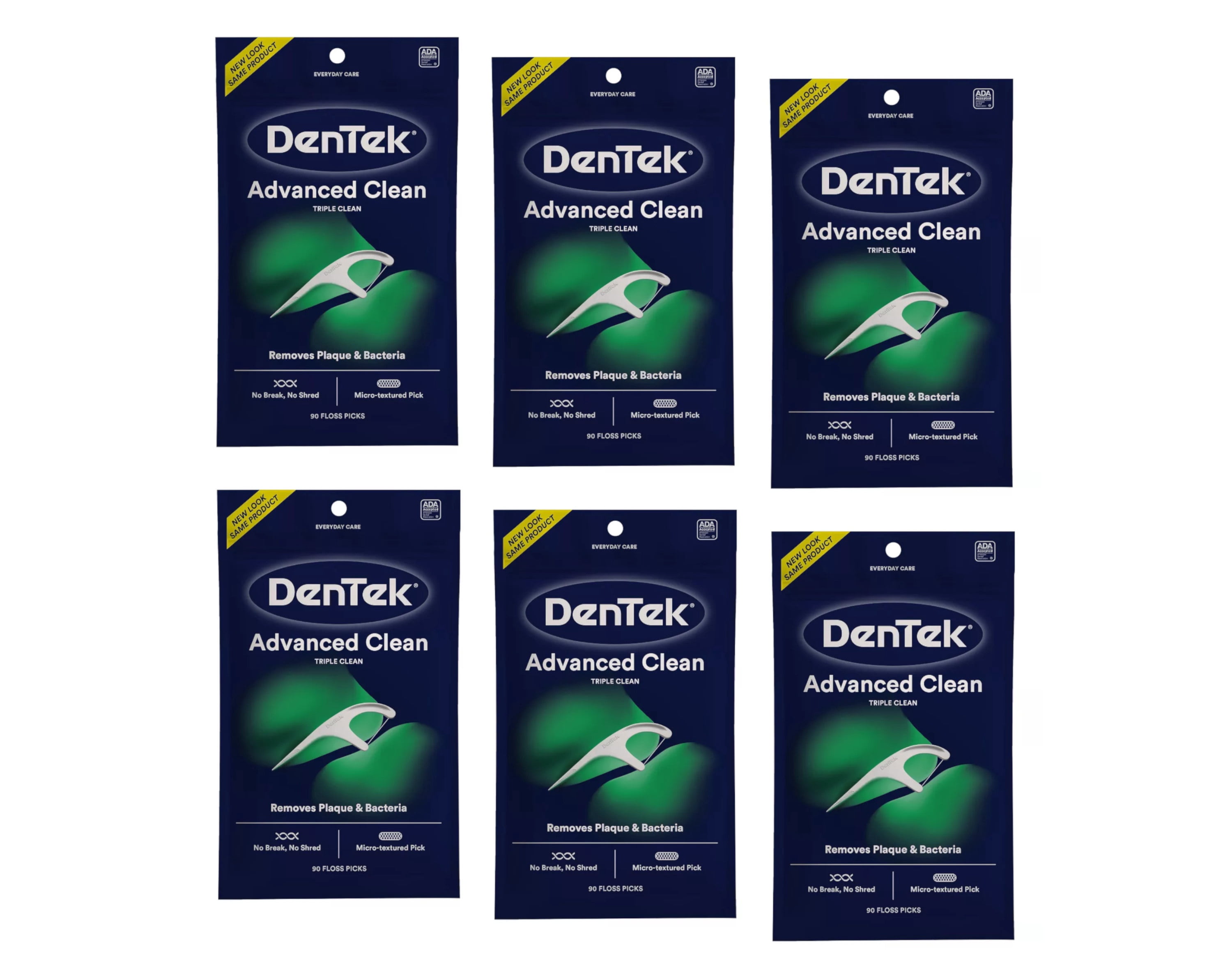 DenTek Triple Clean Floss Picks, 90 ea (Pack of 6)