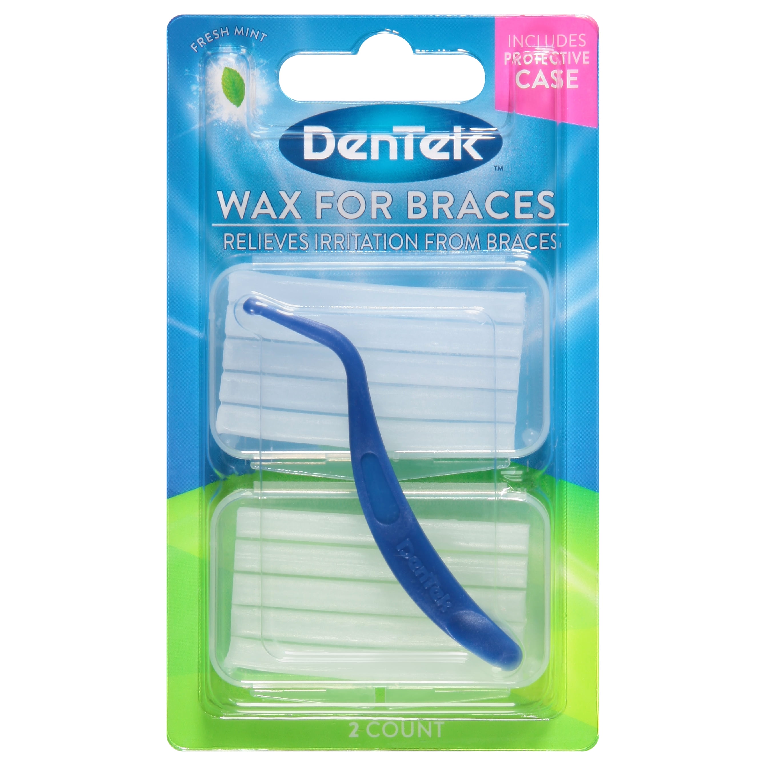 DenTek Wax for Braces, Relief for Braces Irritation, Fresh Mint, 2 Pack