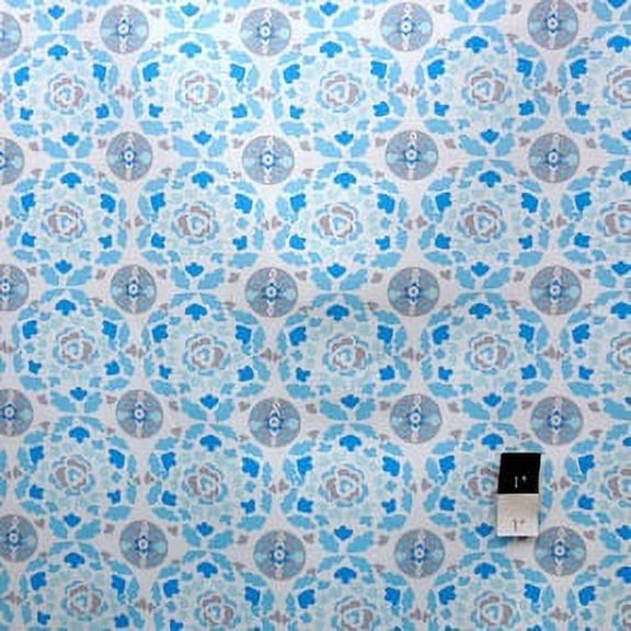 Dena Designs LIDF001 Sunshine Circle Aqua Linen & Cotton Blend Fabric By Yard