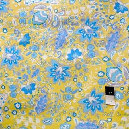 Dena Designs LIDF009 Sunshine Bellflower Yellow Linen & Cotton Blend Fabric By Yard