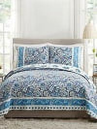 Dena Home Blue Bisou Floral 3-Piece Quilt Set, King