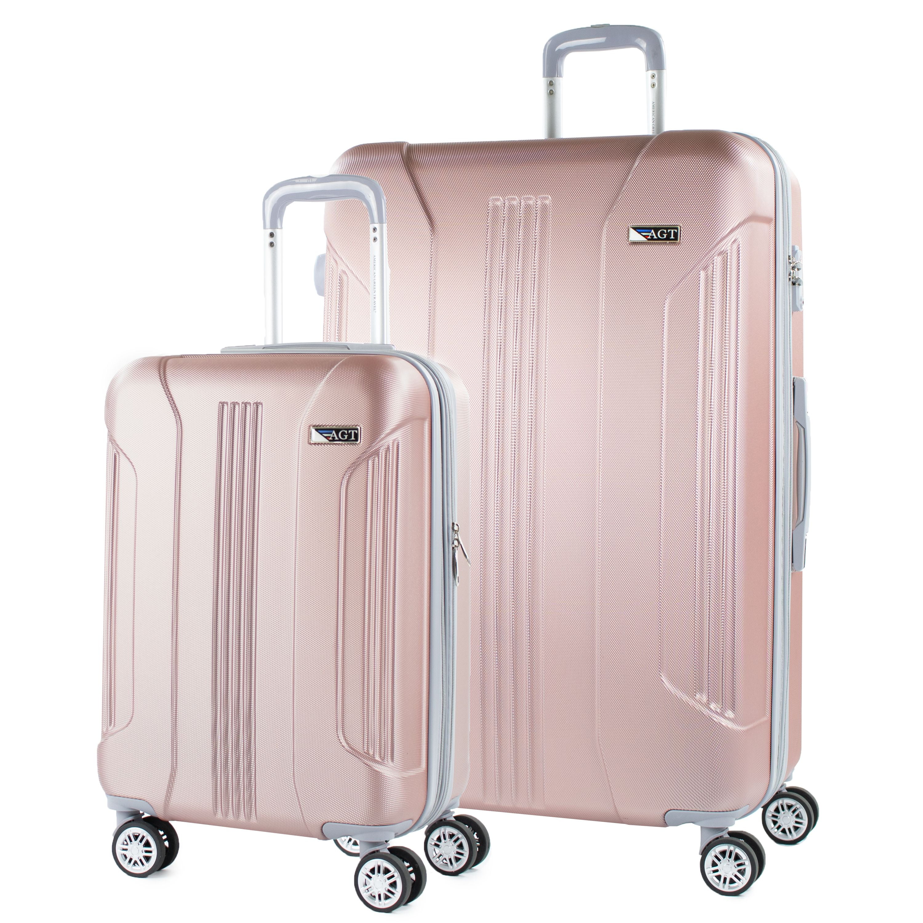 RELASIA Luggage Sets 3 Piece Sets with 360-Degree Spinner Wheels TSA lock  Expandable Hard Suitcases with Cup Holder & USB Retractable Handle -  Pink(20/24/28) 