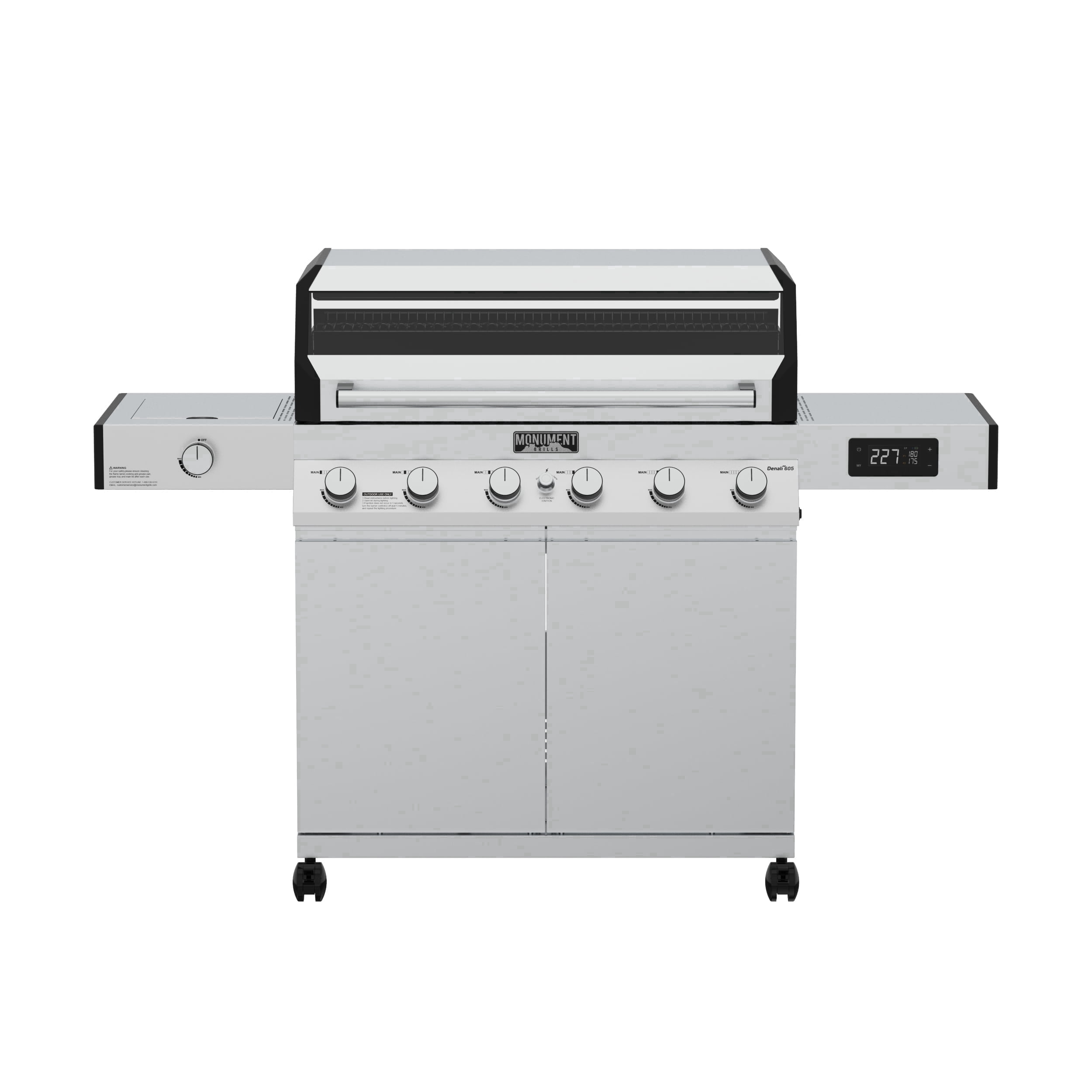 Monument Grills Denali Series 6-Burner Black Dual Fuel Cabinet Grill with Clearview Lid and LED Knobs