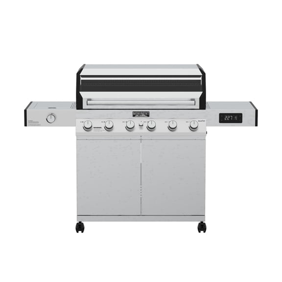 Monument Grills Denali Series 6-Burner Black Dual Fuel Cabinet Grill with Clearview Lid and LED Knobs
