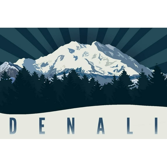 Denali, Alaska, Denali and Rays (12x18 Wall Art Poster, Room Decor)