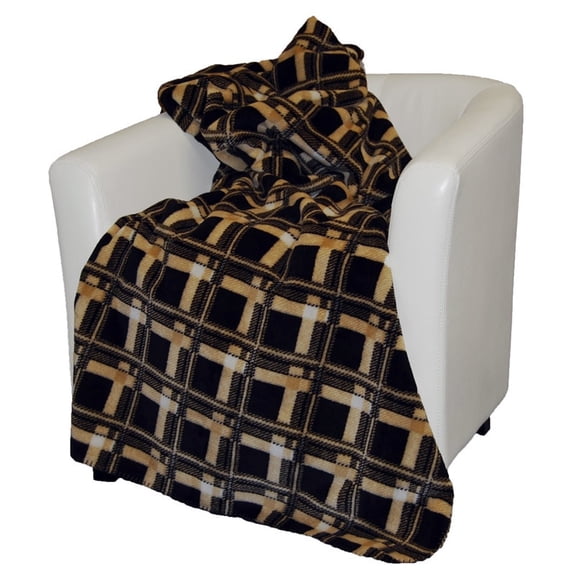 Denali  Brown and Gold Bungalow Plaid Throw Blanket