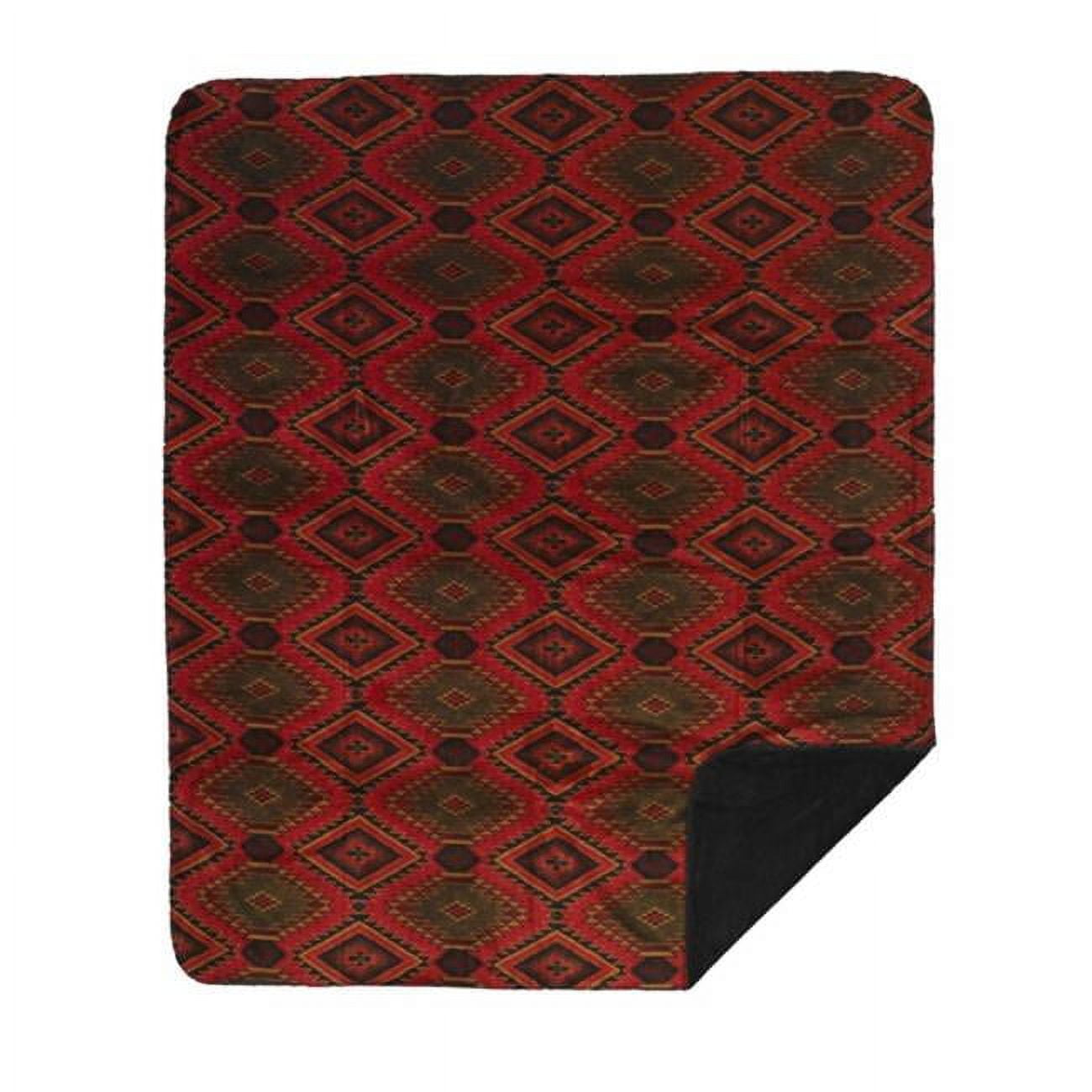Reversible Red and Black Fleece Knitted Throw Blanket