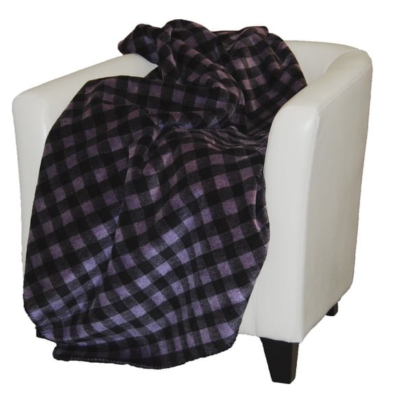 Denali Home Collection 16189572 Purple Black Buffalo Check With Black Microplush Throw