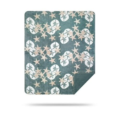 Denali Home Collection Denali Starfish and Sand Dollars/Light Marine Microplush Blanket