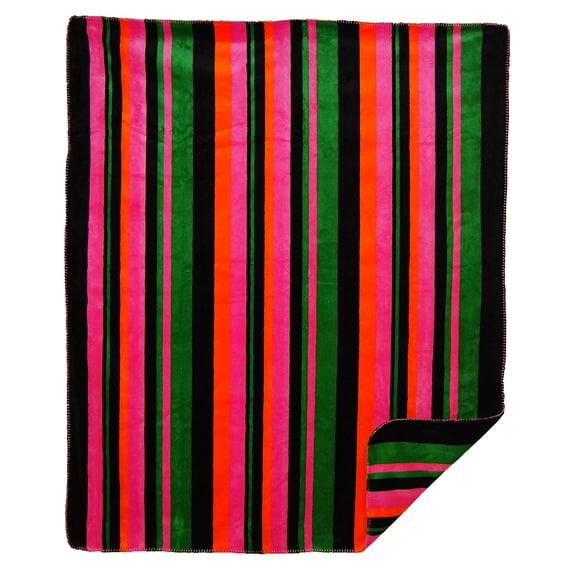 Denali Home Collection by Monterey Mills 60-Inch by 70-Inch Denali Double-Sided MicroPlush Throw, Bold Stripe