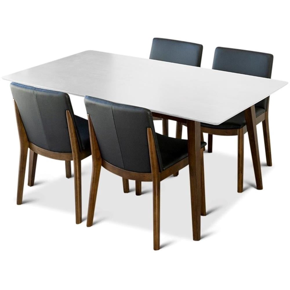 Denali Modern Solid Wood Walnut Kitchen & Dining Room Table and Chairs ...