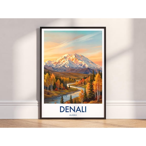 Denali Mountain Art Print - Mount McKinley Alaska Travel Poster, USA Nature Decor - 12x18 UNFRAMED