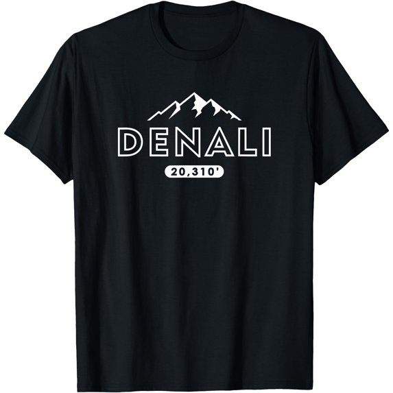 Denali Mountain Peak Elevation Alaska National Park Unisex T-Shirt for Men Women Kids Toddler,Black Color,Size 4XL