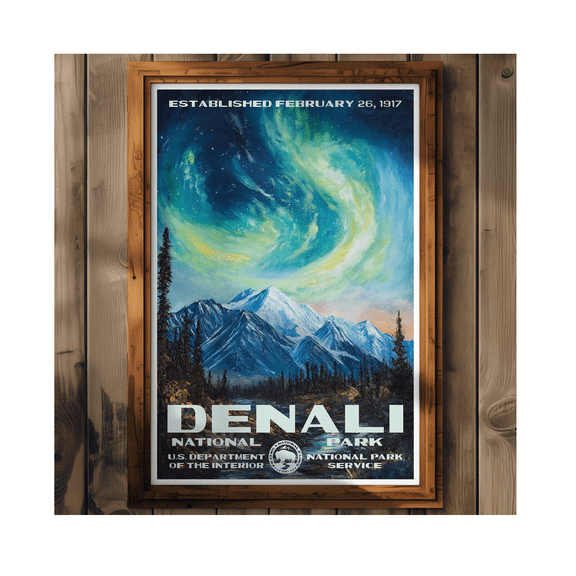 Denali National Park Alaska Travel Poster Home Decor Office Wall Art
