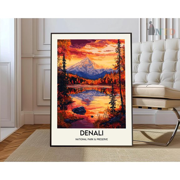 Denali National Park Alaska Wilderness Landscape Wall Art Print, Unframed Paper Poster 8x10in