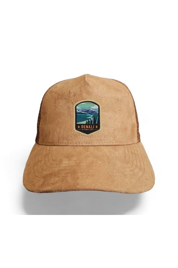 Denali National Park Hat 5-Panel Trucker Hat Suede with Snapback
