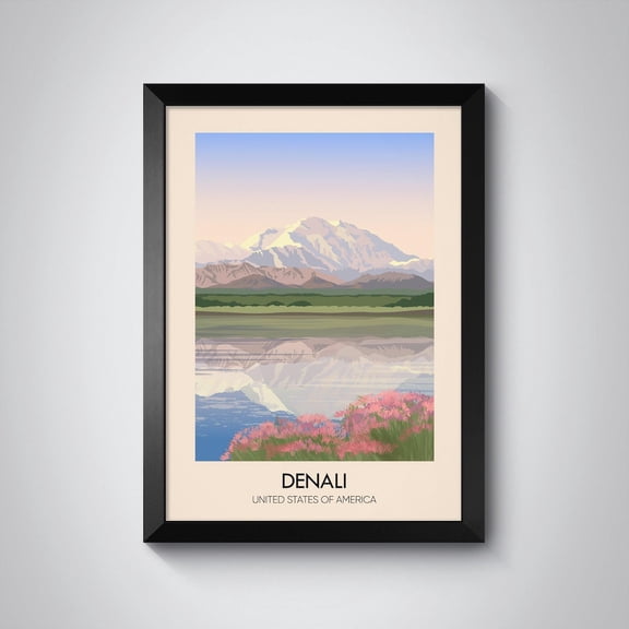 Denali USA Alaska National Park American Wilderness Artwork, Unframed Canvas 8x10in