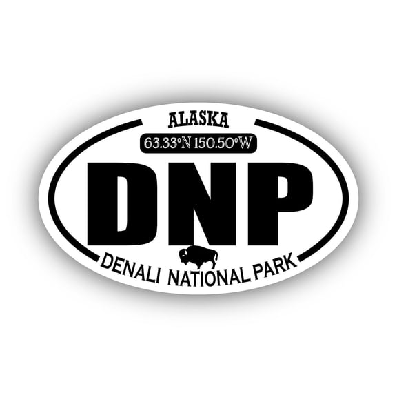Denali National Park Alaska DNP Oval Bumper Sticker 3M Vinyl Decal 3 in x 5 in