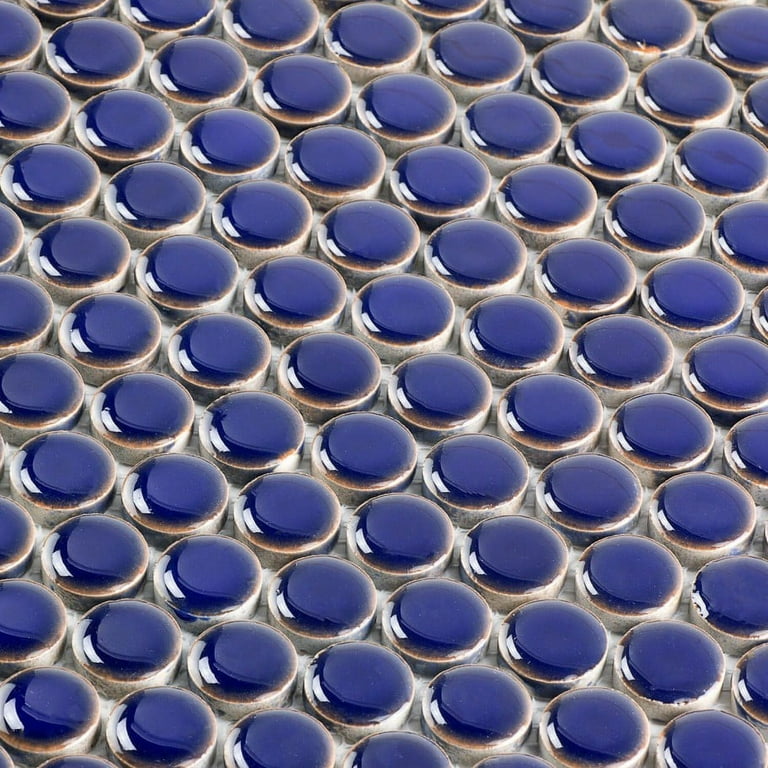 Denarius Penny Round Royal Blue Ceramic Polished Mosaic Tile Denarius Penny Round Royal Blue Ceramic Polished Mosaic Tile