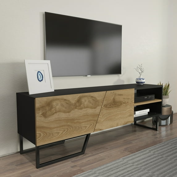 Denasse 59'' Wide Modern TV Stand / Console Black Oud Finish for Up to 65'' TVs