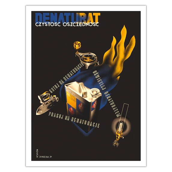 Denaturat Poland - Czystość oszczędność (Cleanliness Economy) - Vintage Travel Poster by Maciej Nowicki c.1934 - Bamboo Fine Art 290gsm Paper Print (Unframed) 24x32in