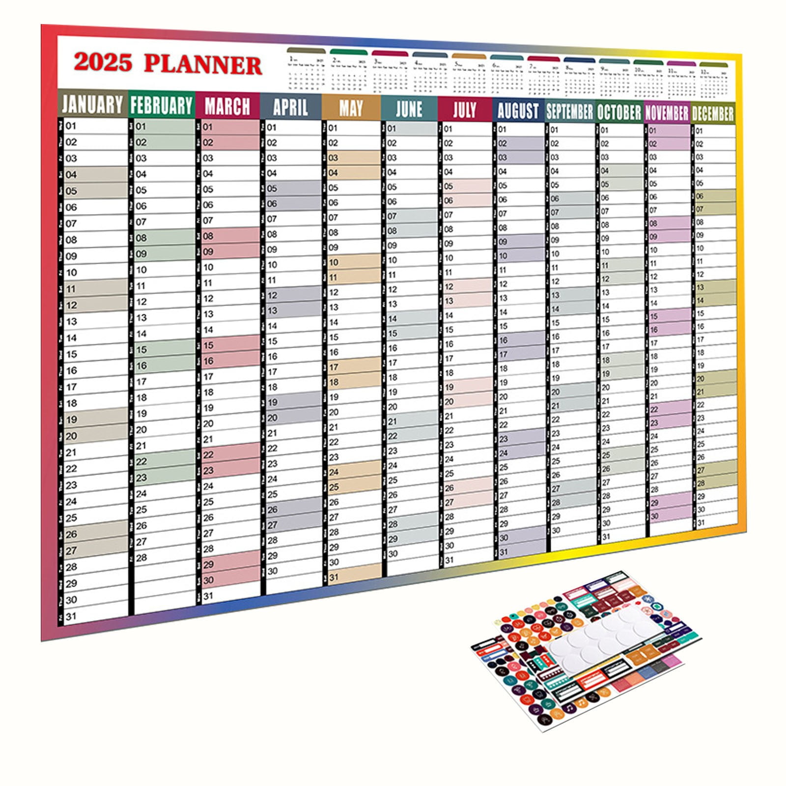 Denbek 2025 Calendar, Wall Planner 2025 Extra Large Color Full Year