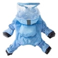 thumbnail image 1 of Denbek Dog Snow Suit with Boots, Waterproof Dog Raincoat with Hood for Small Dogs Rain Poncho Jumpsuit with Rain Boots Puppy Hooded Slicker Rainwear Four-Legged Pet Rain Jacket for Walking, Blue-L, 1 of 9