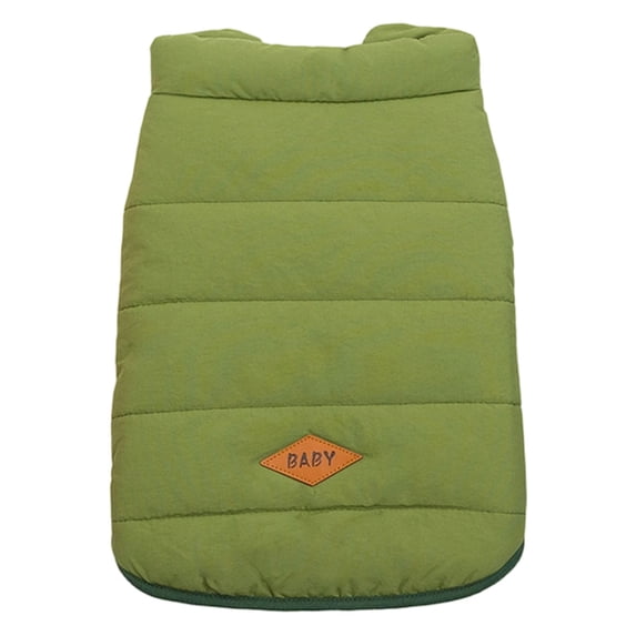 Denbek Dog Vest, Warm Dog Coat, Windproof Dog Jacket Fleece Pet Winter Coats Solid Color Dogs Clothes Cold Weather Pet Jacket Vest Soft Puppy Apparel for Small Medium Dogs Cat, Green-L
