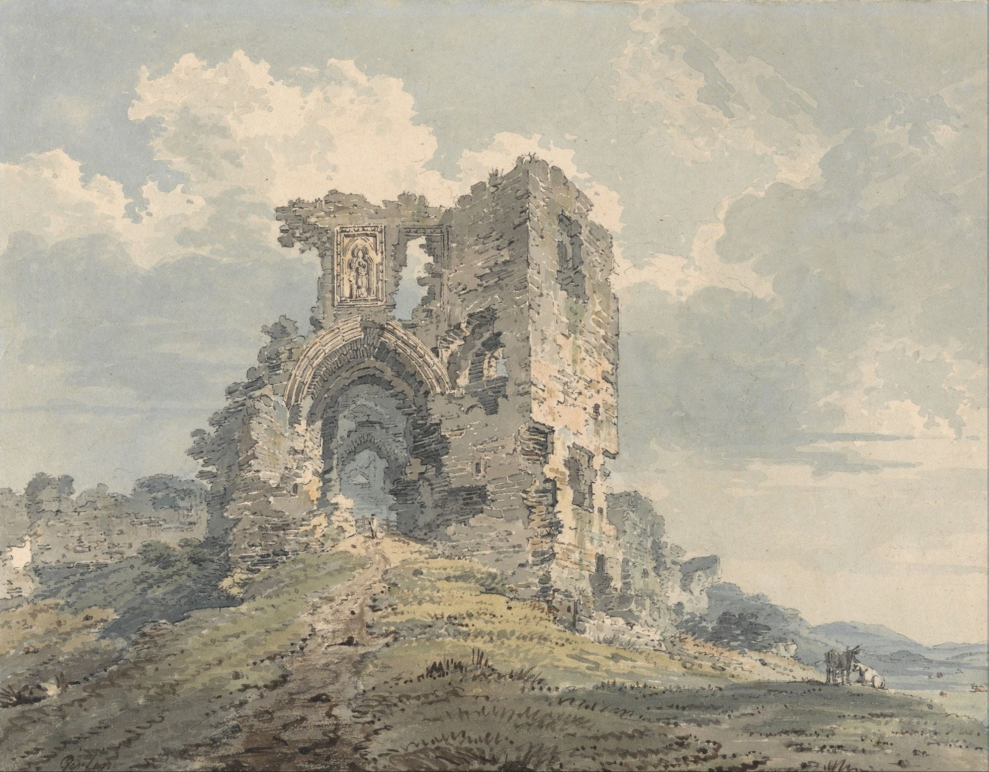 Denbigh Castle c1793 Canvas Art - Thomas Girtin (24 x 36)