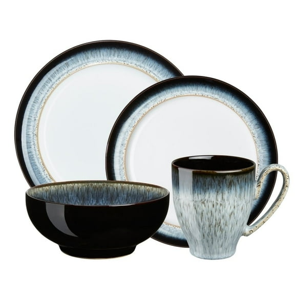 Denby Halo Dinnerware Set, 4-piece, Black-Blue