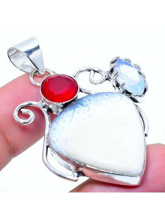 Dendrite Opal Gemstone Handmade 925 Sterling Silver Jewelry Pendant 2.21"