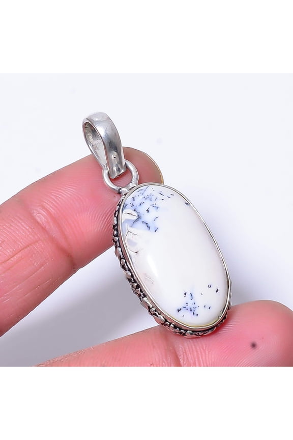 Dendritic Agate - Brazil Designer Handmade 925 Sterling Silver Pendant 1.72" P37