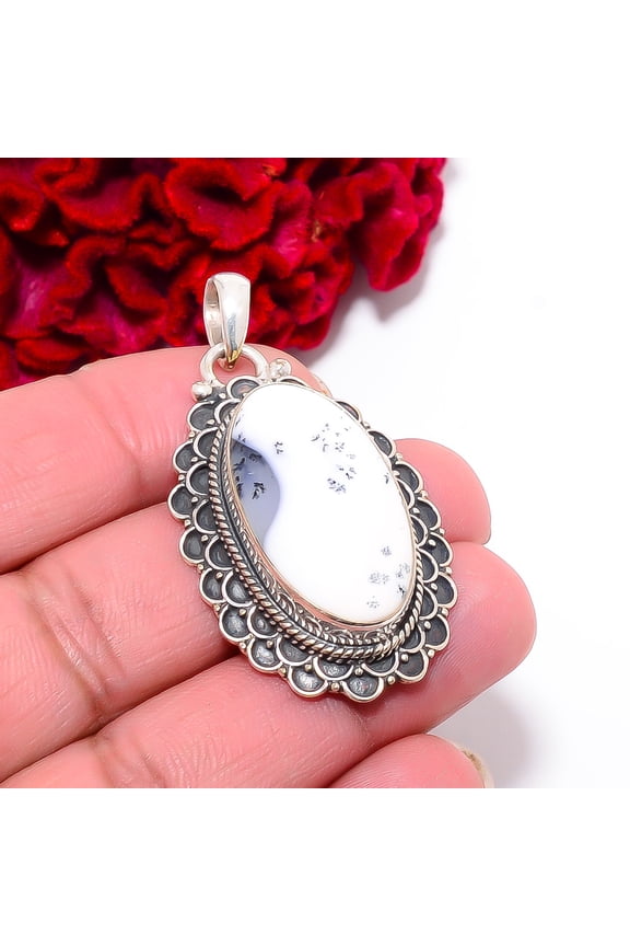 Dendritic Agate - Brazil Designer Handmade 925 Sterling Silver Pendant 1.99" P99923, Christmas Gift