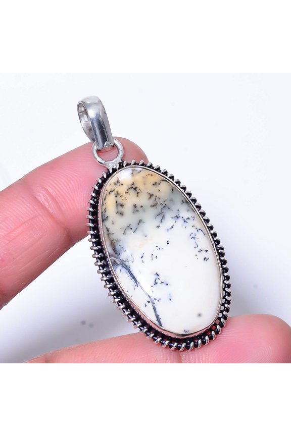 Dendritic Agate - Brazil Designer Handmade 925 Sterling Silver Pendant 2.22" P9