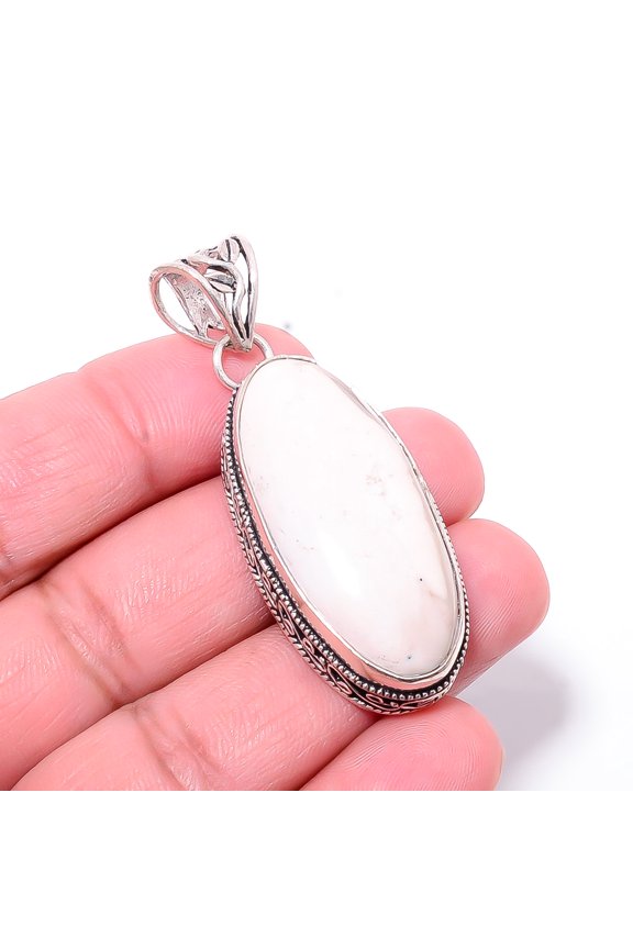 Dendritic Agate - Brazil Gemstone 925 Sterling Silver Bali Pendant 2.15" P30