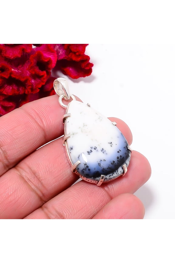 Dendritic Agate - Brazil Gemstone 925 Sterling Silver Pendant 1.83 P99319, Christmas Gift