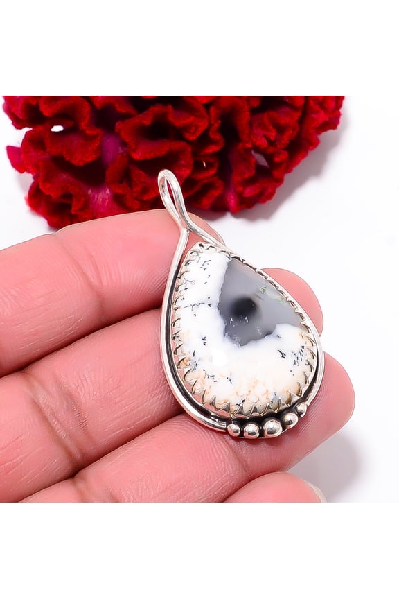 Dendritic Agate - Brazil Gemstone 925 Sterling Silver Pendant 1.87" P9941, Christmas Gift