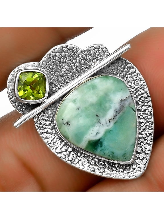 Dendritic Chrysoprase - Africa & Peridot 925 Silver Pendant Jewelry P-1338 SDP113030