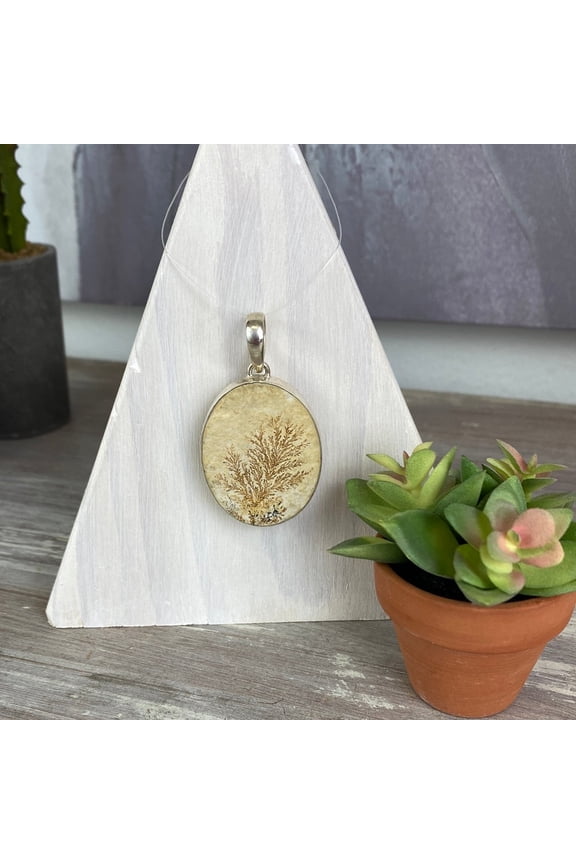 Dendritic Limestone Pendant 20-40mm Sterling Silver