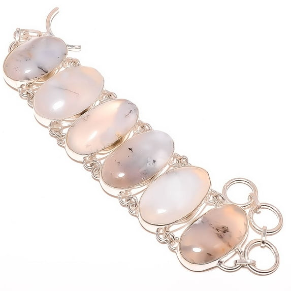 Dendritic Opal 925 Sterling Silver Tennis Bracelet 7-7.99" TB7511-374, Gemstone Jewelry, Birthday Gift, Beautiful Jewelry For Woman & Girls