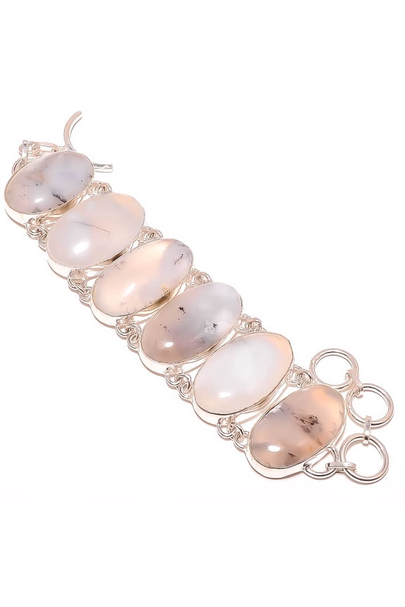 Dendritic Opal 925 Sterling Silver Tennis Bracelet 7-7.99" TB7511-374, Gemstone Jewelry, Birthday Gift, Beautiful Jewelry For Woman & Girls