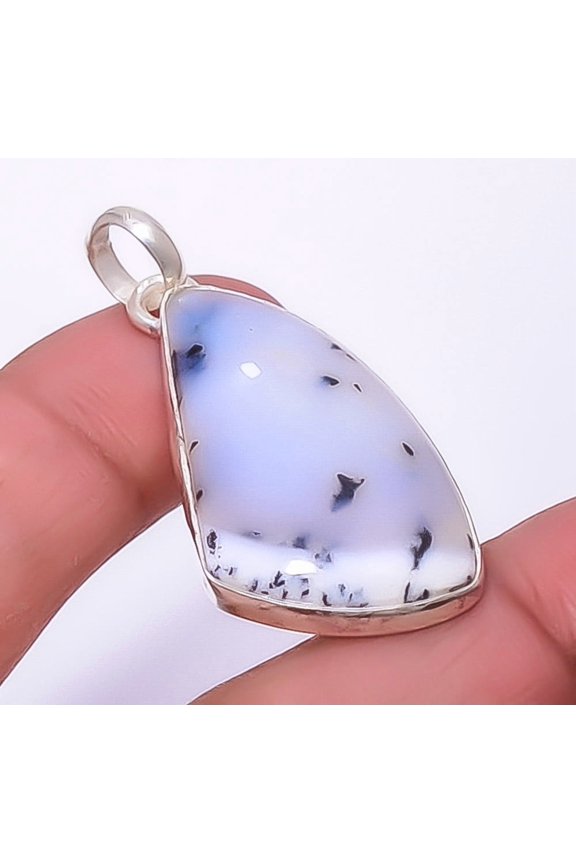 Dendritic Opal - Brazil 925 Sterling Silver Jewelry Pendant 1.79" T984, Christmas Gift, Gemstone Silver Jewelry, Opal Pendant, New Year Sale