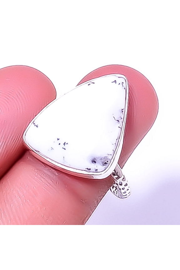 Dendritic Opal - Brazil Gemstone 925 Sterling Silver Jewelry Ring s.8 A347, Christmas Gift, Gemstone Silver Jewelry, Opal Ring, New Year Sale