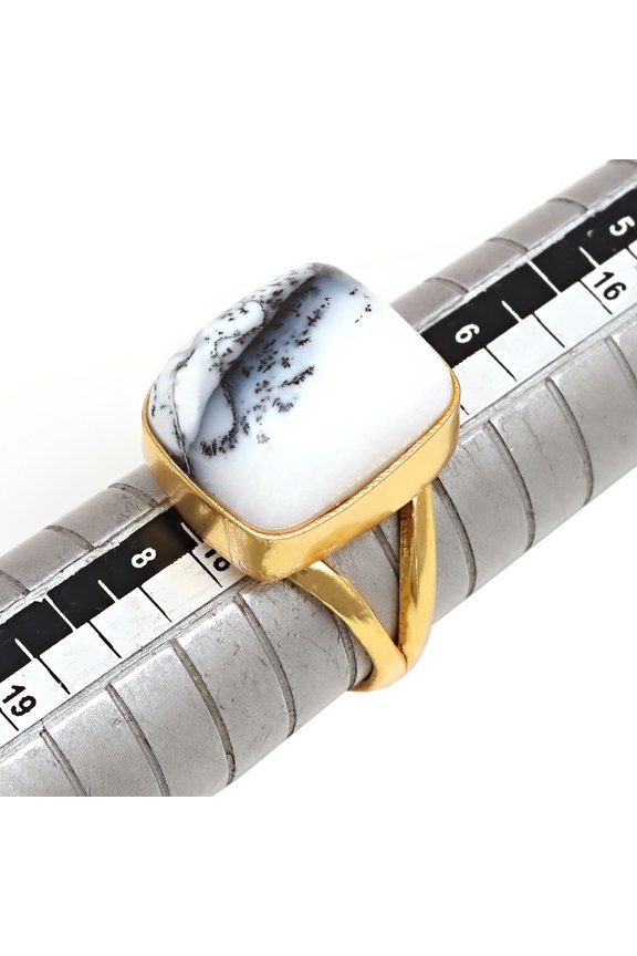 Dendritic Opal Gemstone Handmade Gift For Her Jewelry Ring"7"