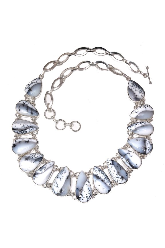 Dendritic Opal Gemstone Handmade Unisex Jewelry Necklaces 18-20''